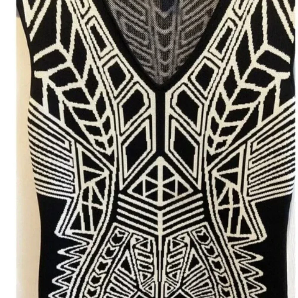 NWOT! Arden B Geometric Print Jacquard Sweater Bodycon Dress – RETRO 90's SM $99 - Picture 5 of 8